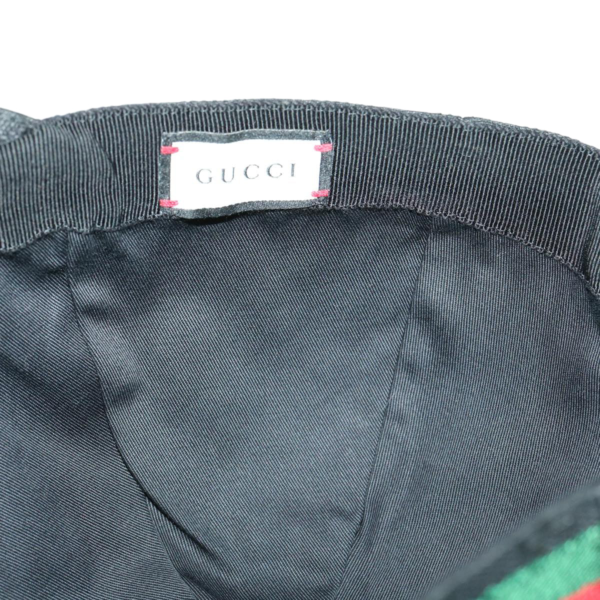 GUCCI Web Sherry Line GG Canvas Cap Black Green Red Auth am3211