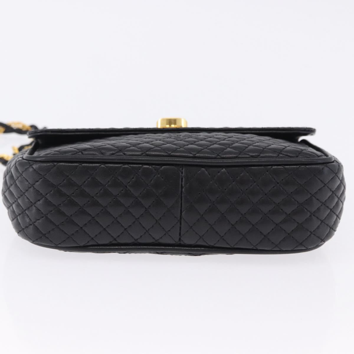 BALLY Matelasse Chain Shoulder Bag Leather Black Auth am3215V