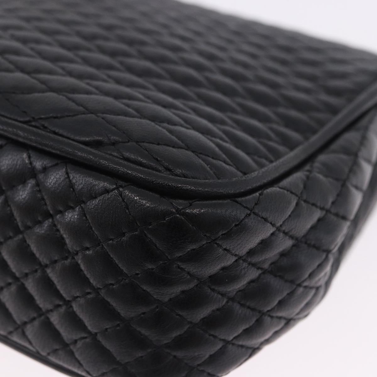 BALLY Matelasse Chain Shoulder Bag Leather Black Auth am3215V