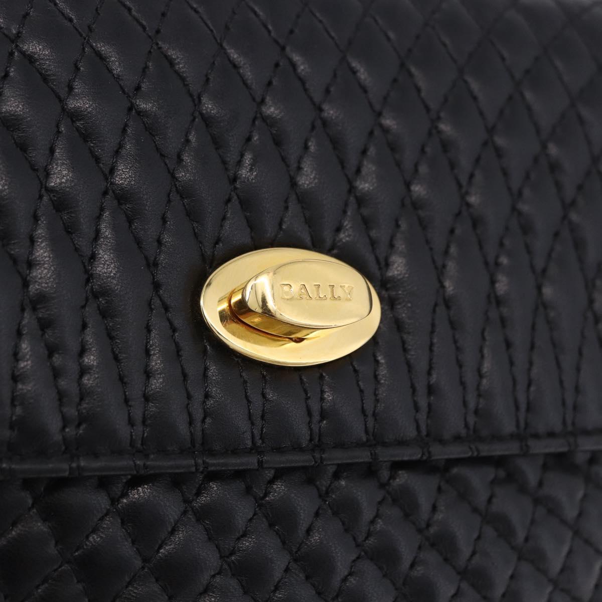 BALLY Matelasse Chain Shoulder Bag Leather Black Auth am3215V