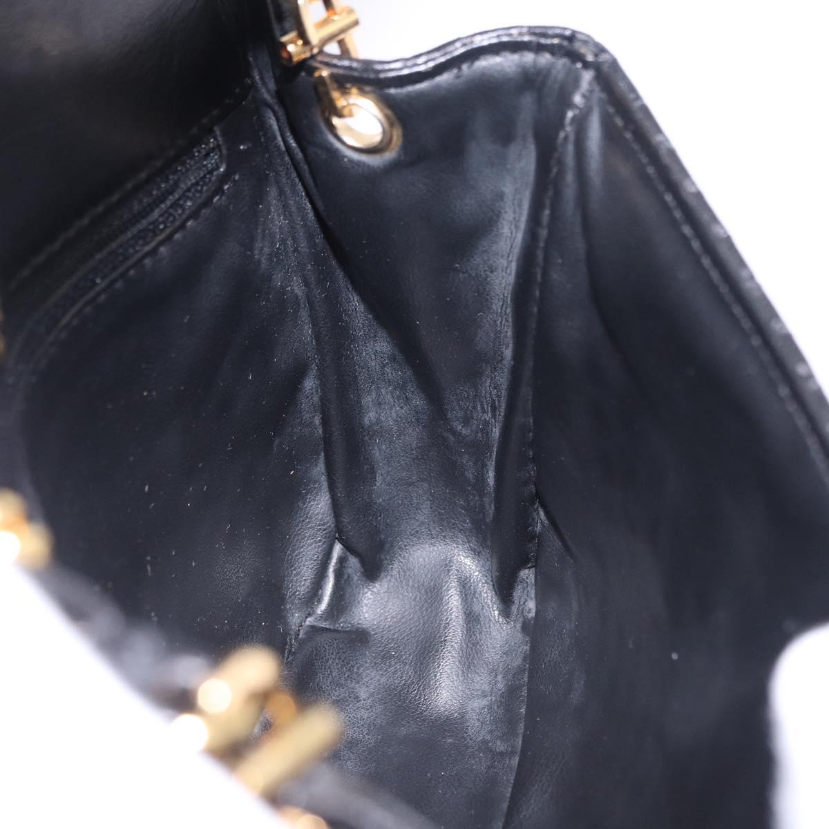 BALLY Matelasse Chain Shoulder Bag Leather Black Auth am3215V