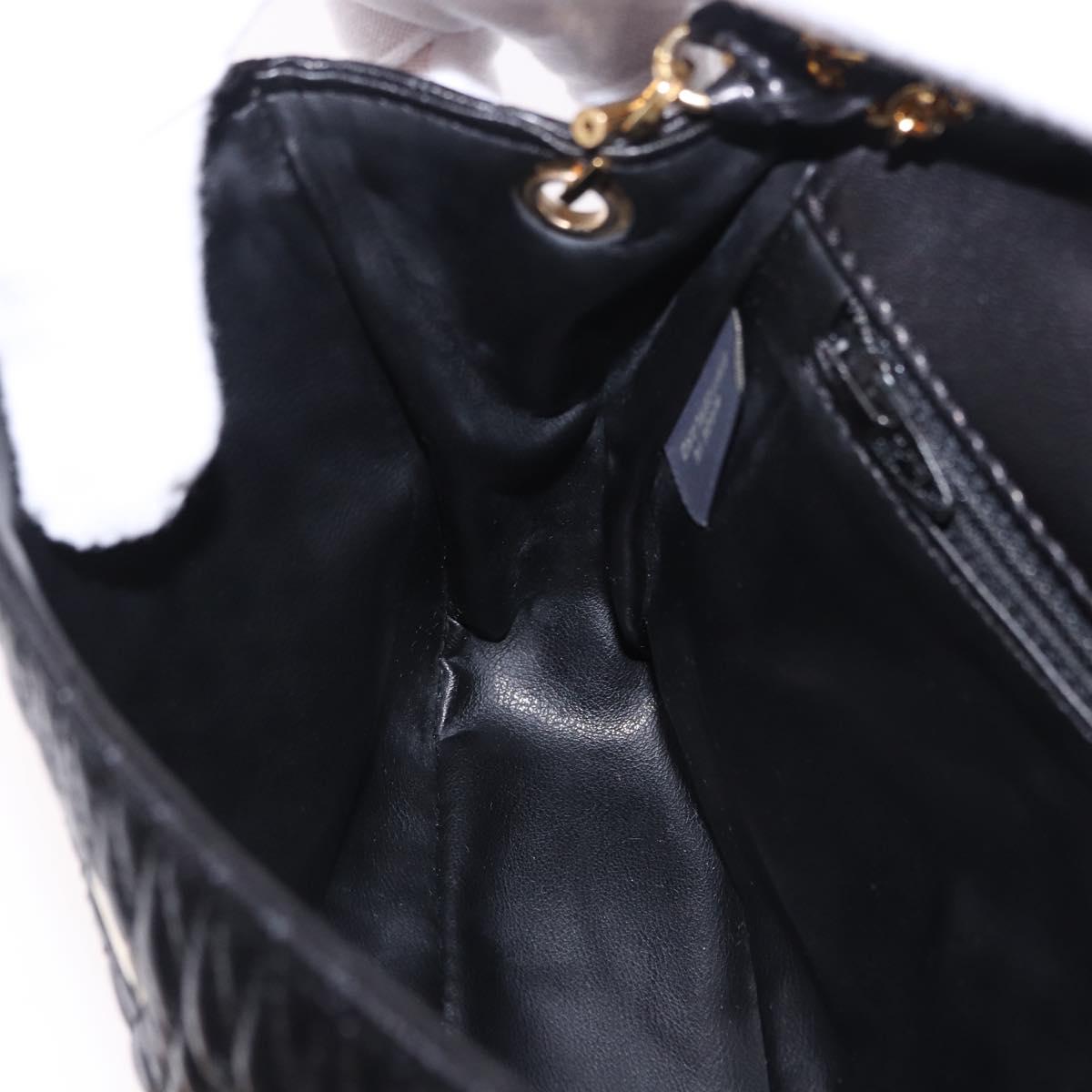 BALLY Matelasse Chain Shoulder Bag Leather Black Auth am3215V