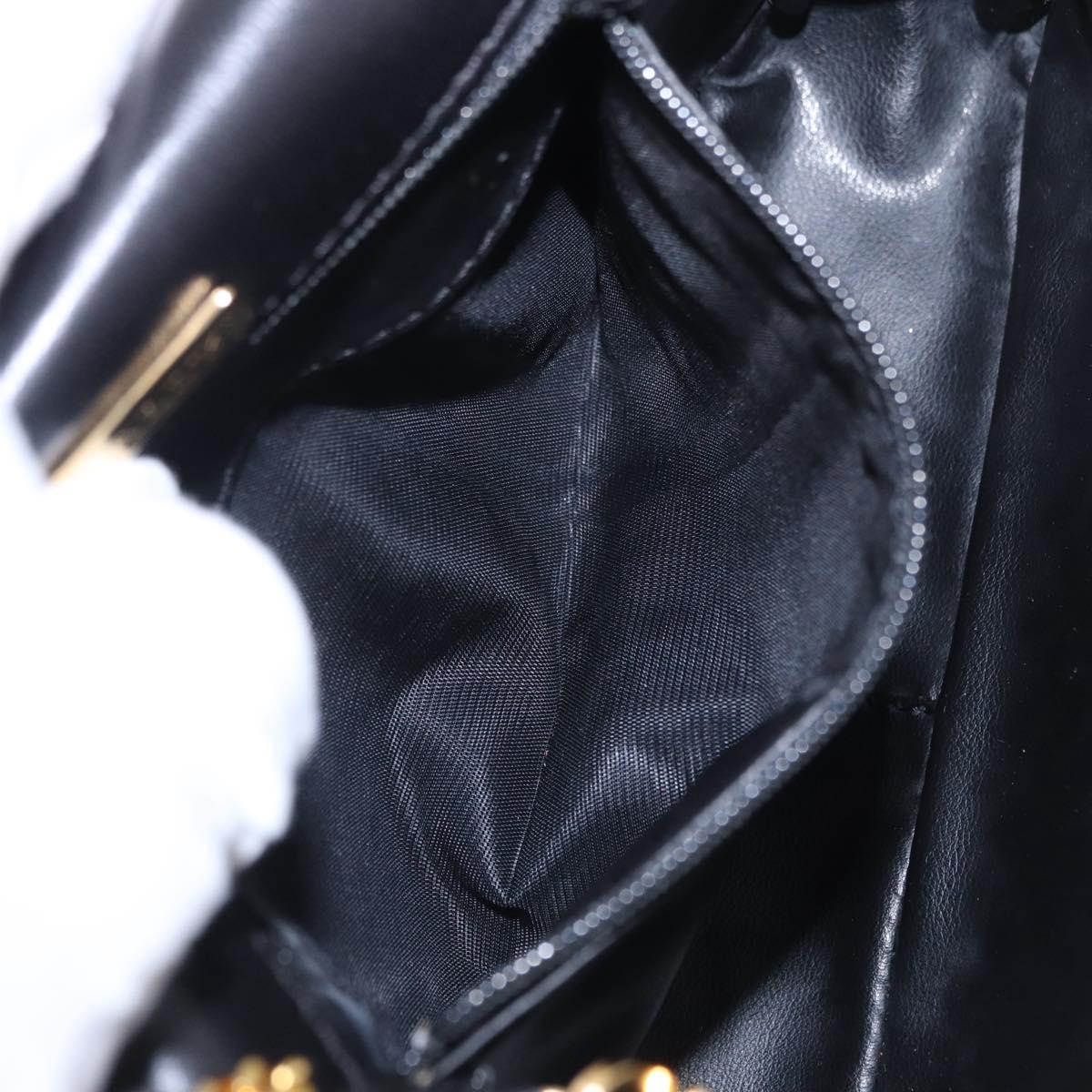 BALLY Matelasse Chain Shoulder Bag Leather Black Auth am3215V