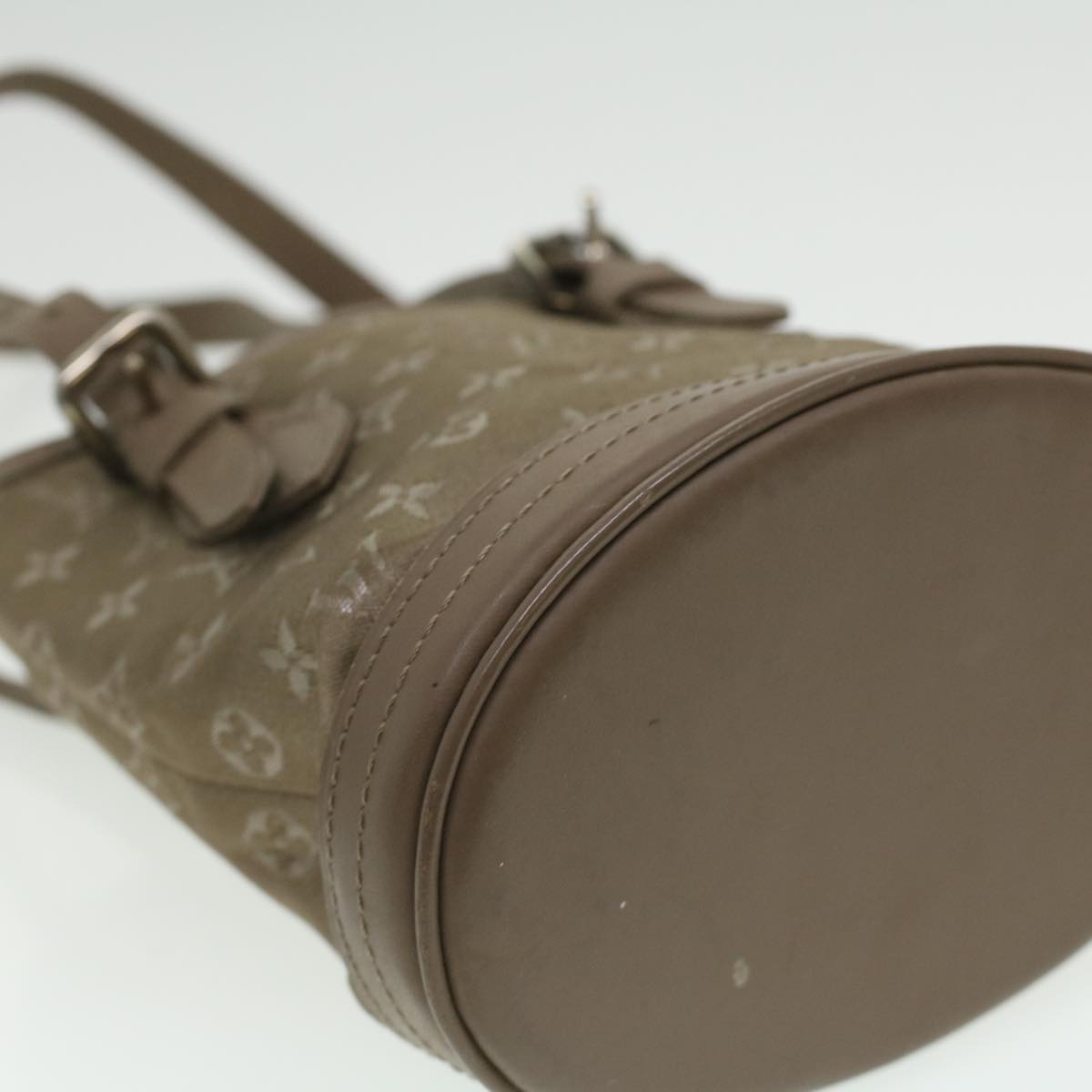 LOUIS VUITTON Monogram Satin Little bucket Hand Bag Beige M92145 LV Auth am3521V