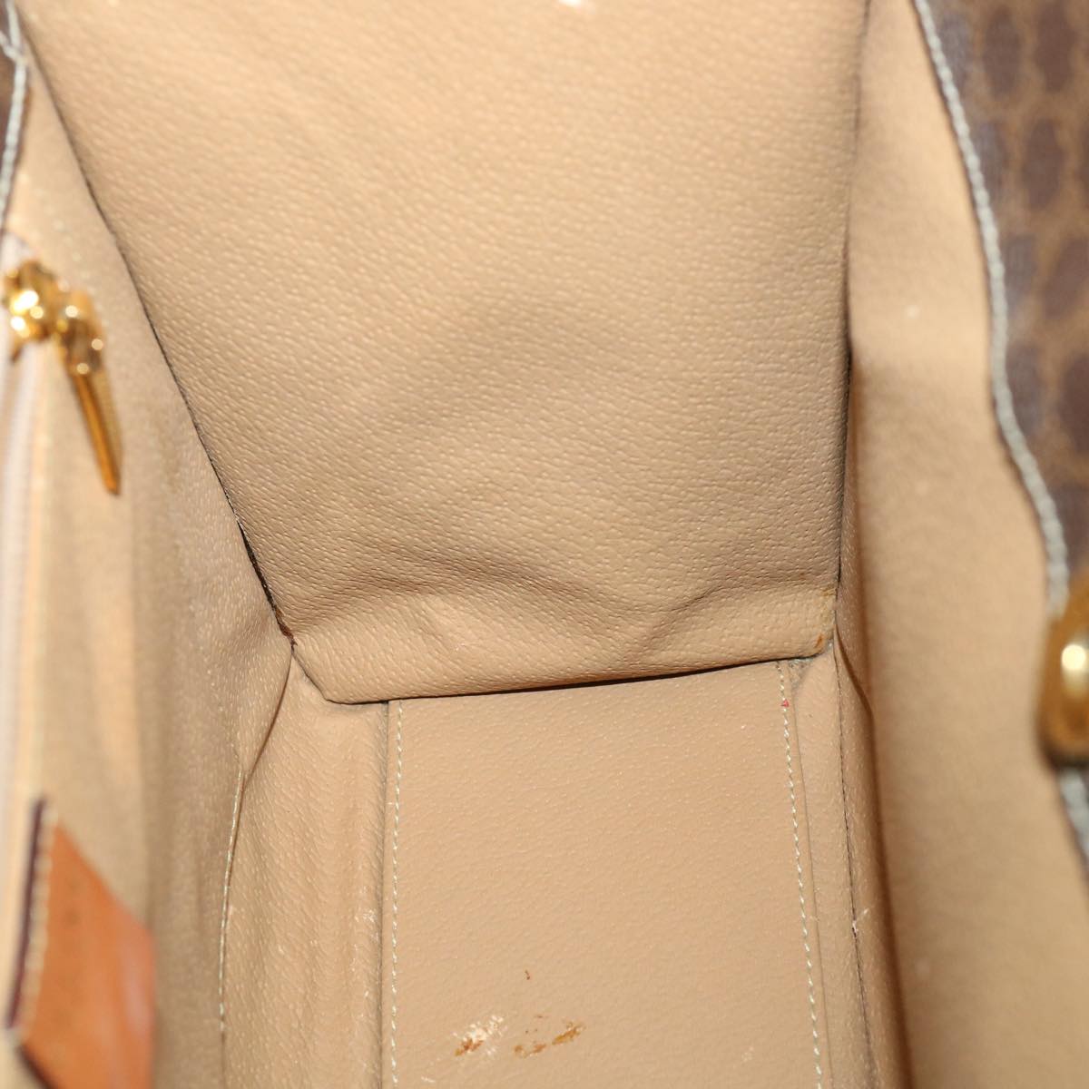 CELINE Macadam Canvas Hand Bag PVC Leather Brown Auth am3558V
