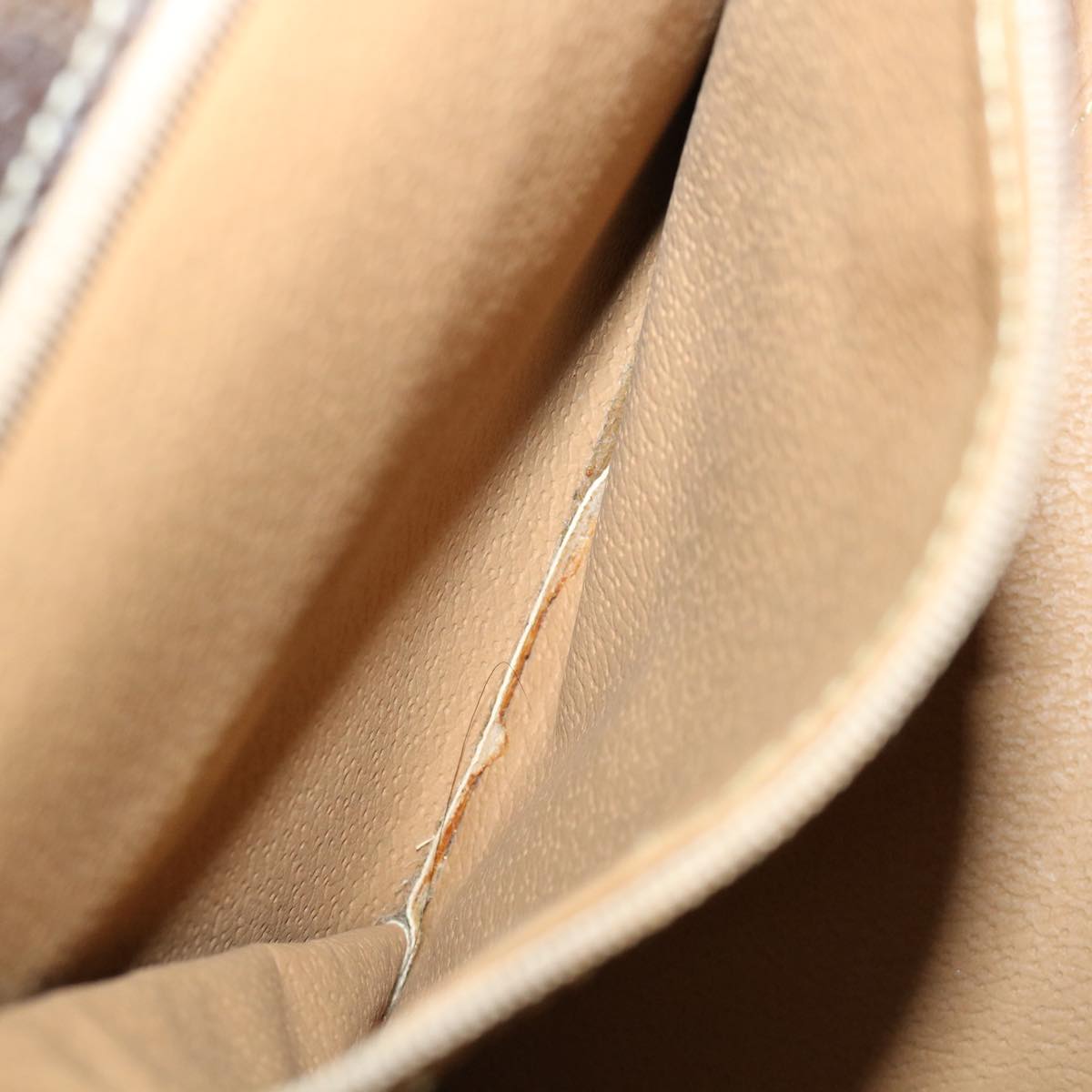 CELINE Macadam Canvas Hand Bag PVC Leather Brown Auth am3558V