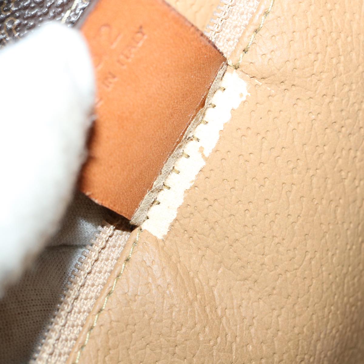CELINE Macadam Canvas Hand Bag PVC Leather Brown Auth am3558V