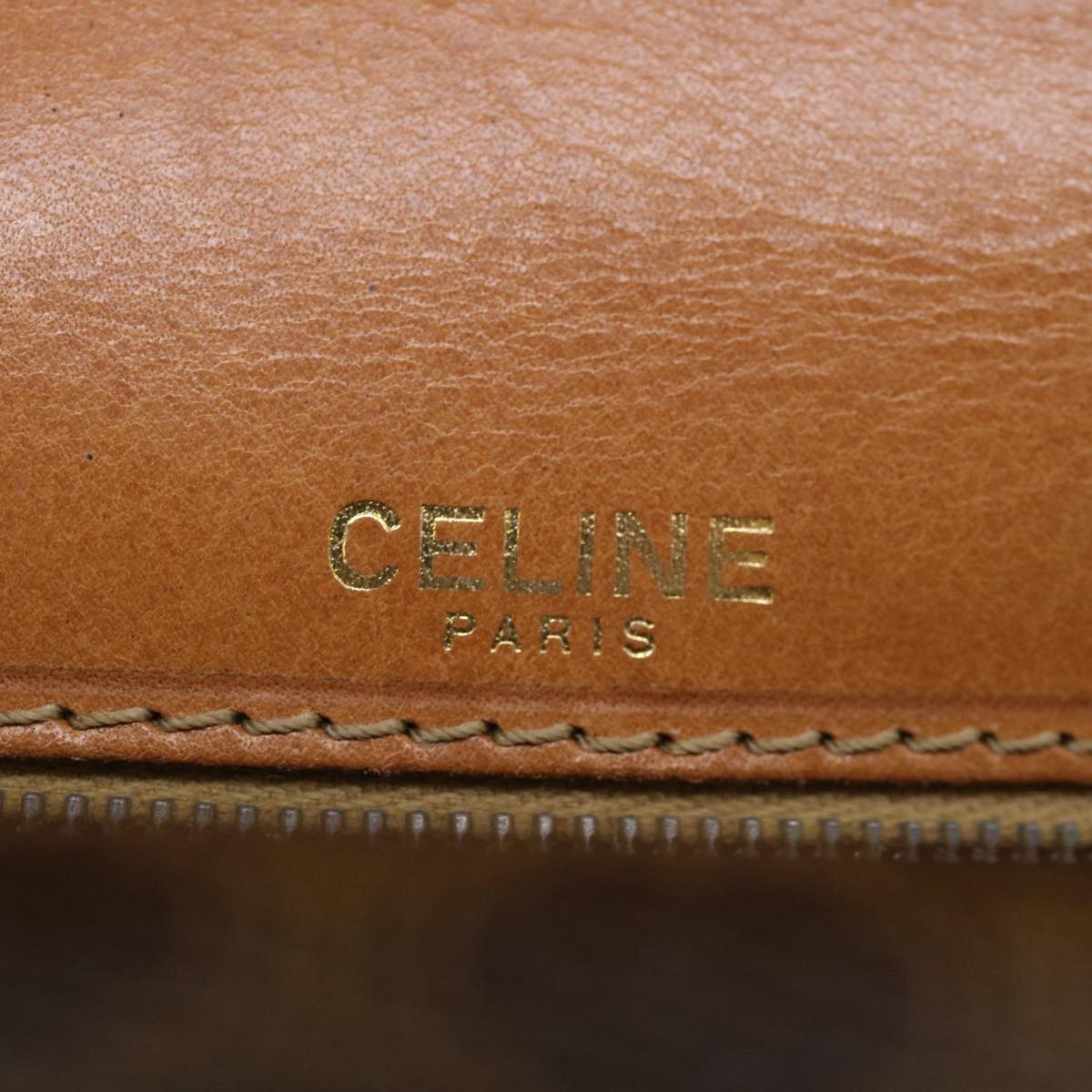 CELINE Macadam Canvas Hand Bag PVC Leather Brown Auth am3590