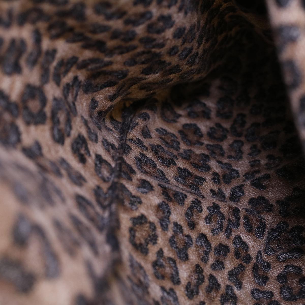 FENDI Leopard Long Sleeved Shirt Wool Brown Auth am3595