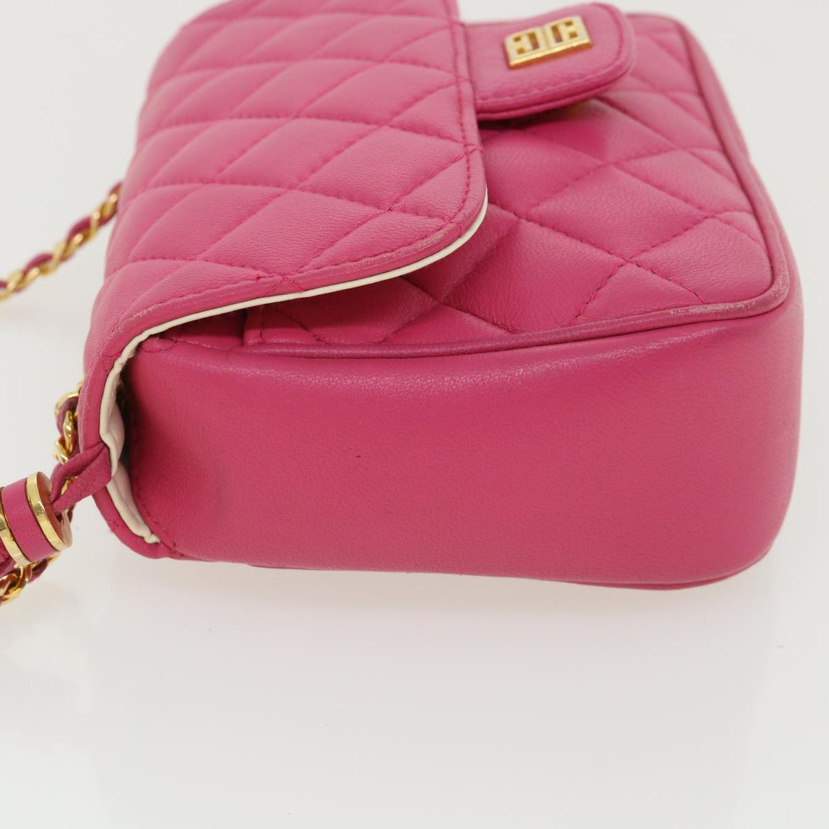 GIVENCHY Matelasse Chain Shoulder Bag Leather Pink Auth am3621