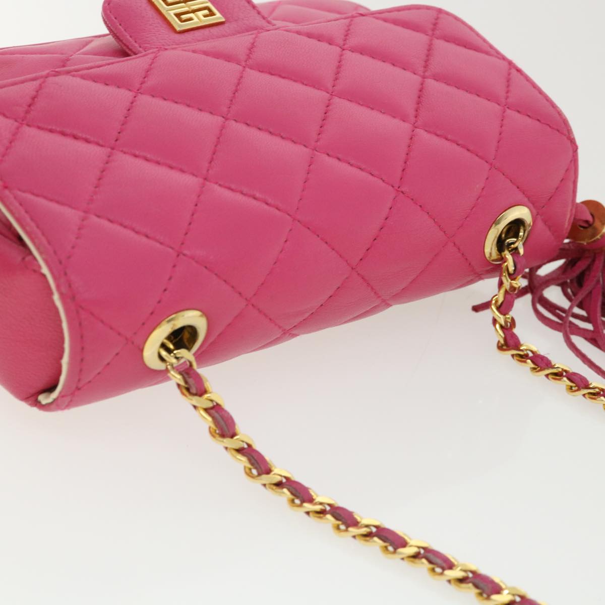 GIVENCHY Matelasse Chain Shoulder Bag Leather Pink Auth am3621