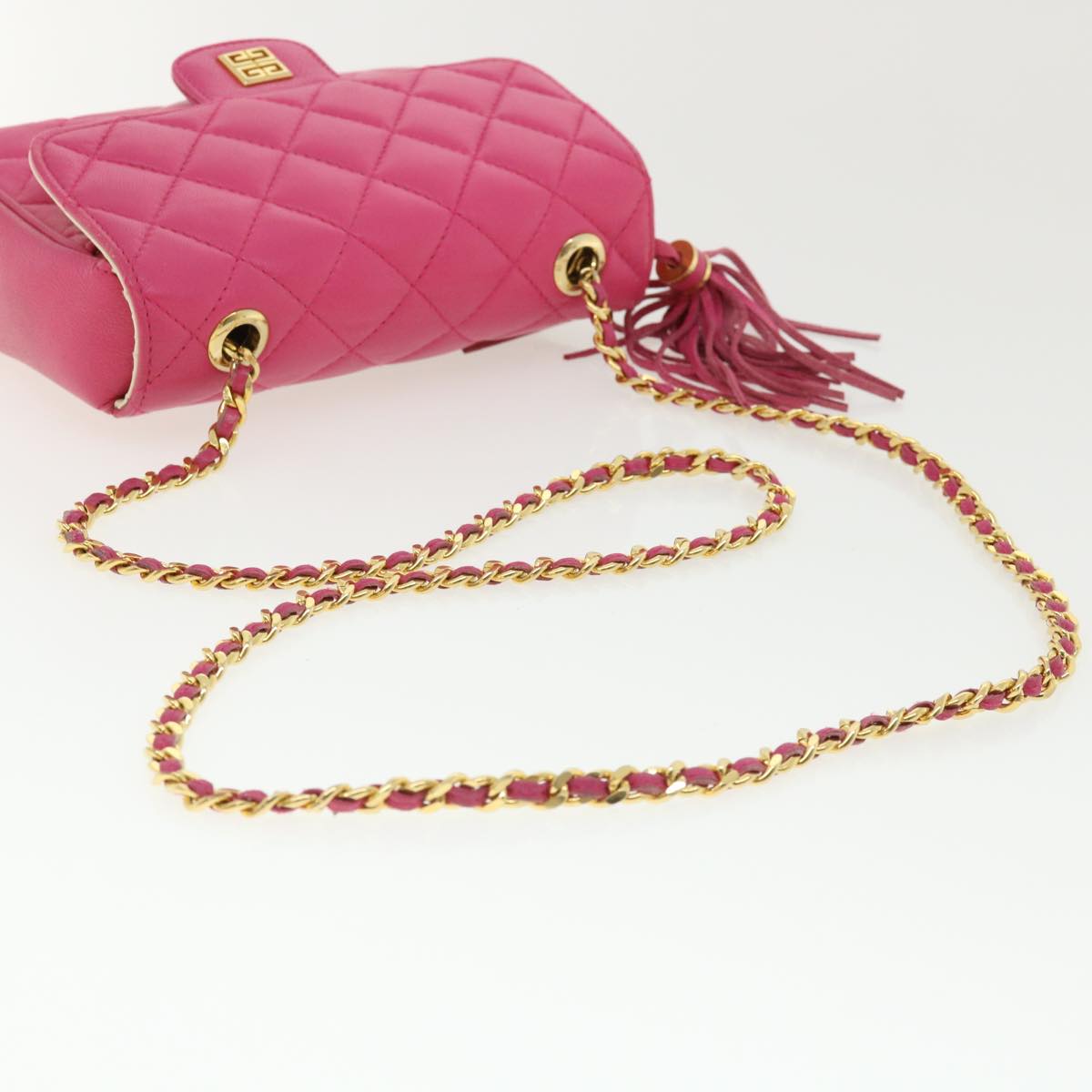 GIVENCHY Matelasse Chain Shoulder Bag Leather Pink Auth am3621