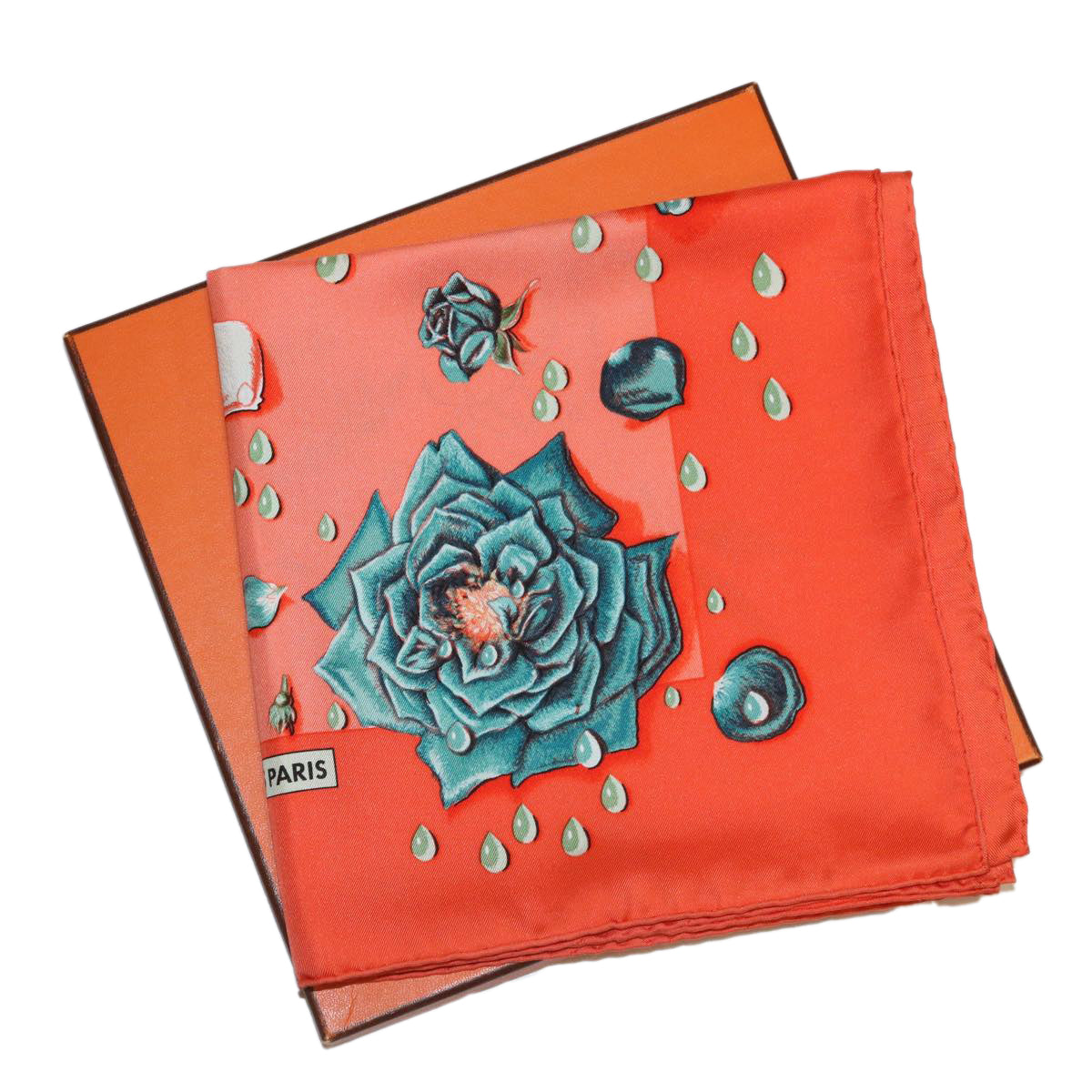 HERMES Carre 90 Rose Scarf Silk Orange Salmon Pink Auth am3732