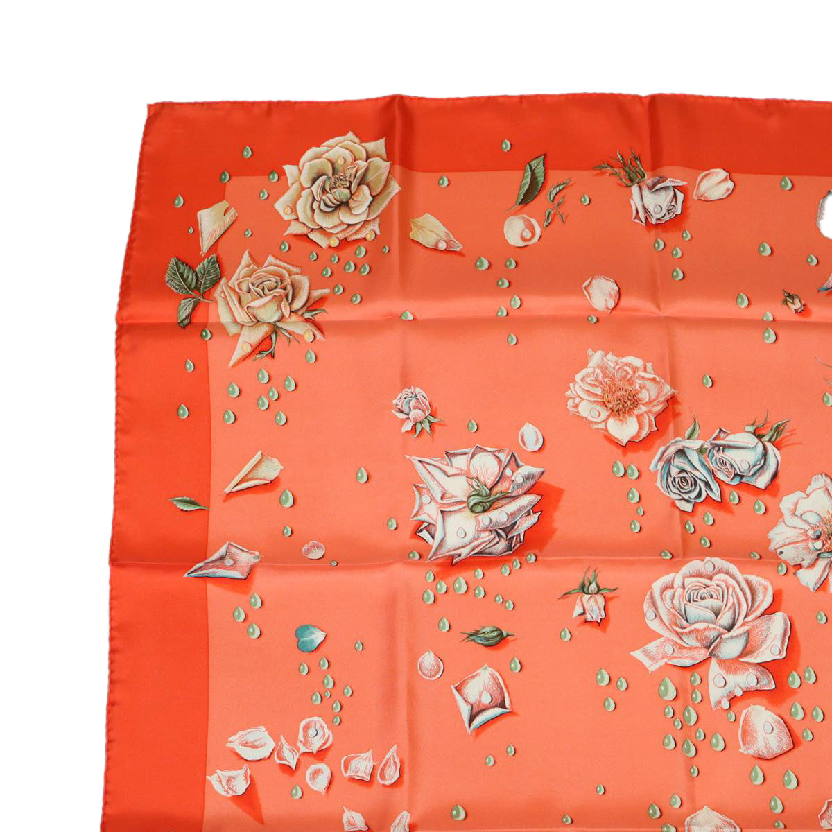 HERMES Carre 90 Rose Scarf Silk Orange Salmon Pink Auth am3732