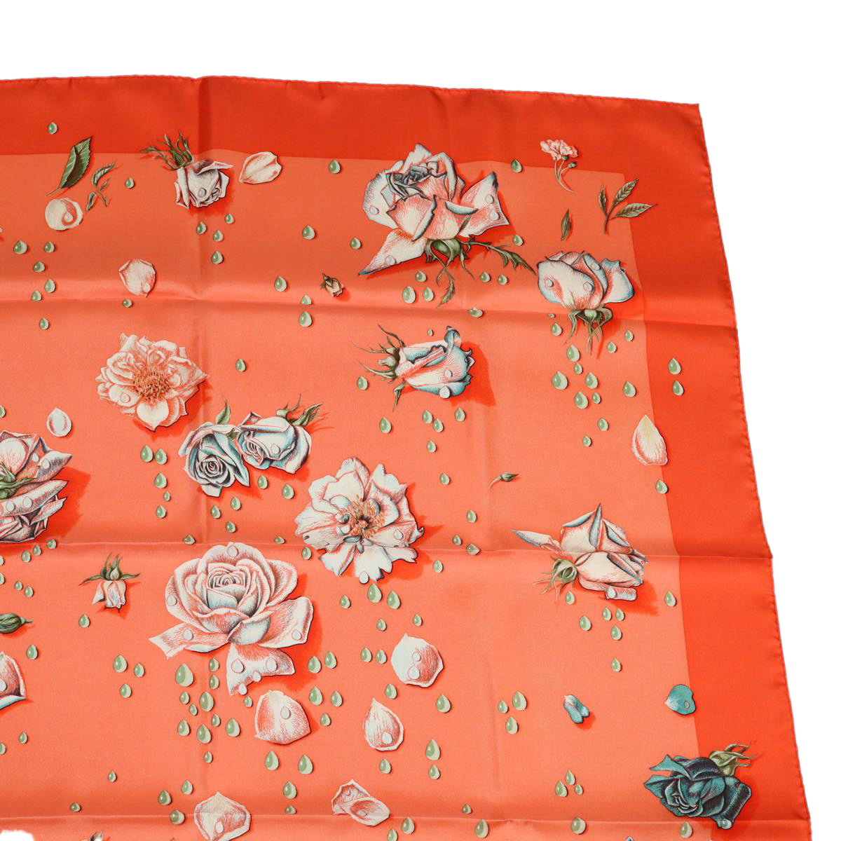 HERMES Carre 90 Rose Scarf Silk Orange Salmon Pink Auth am3732