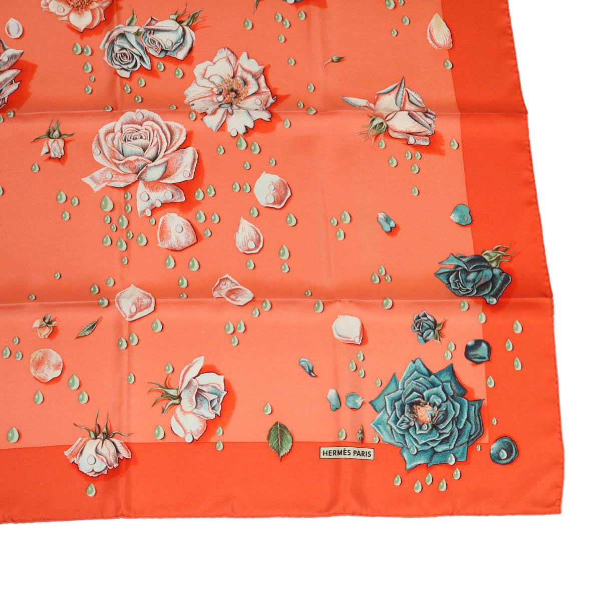 HERMES Carre 90 Rose Scarf Silk Orange Salmon Pink Auth am3732