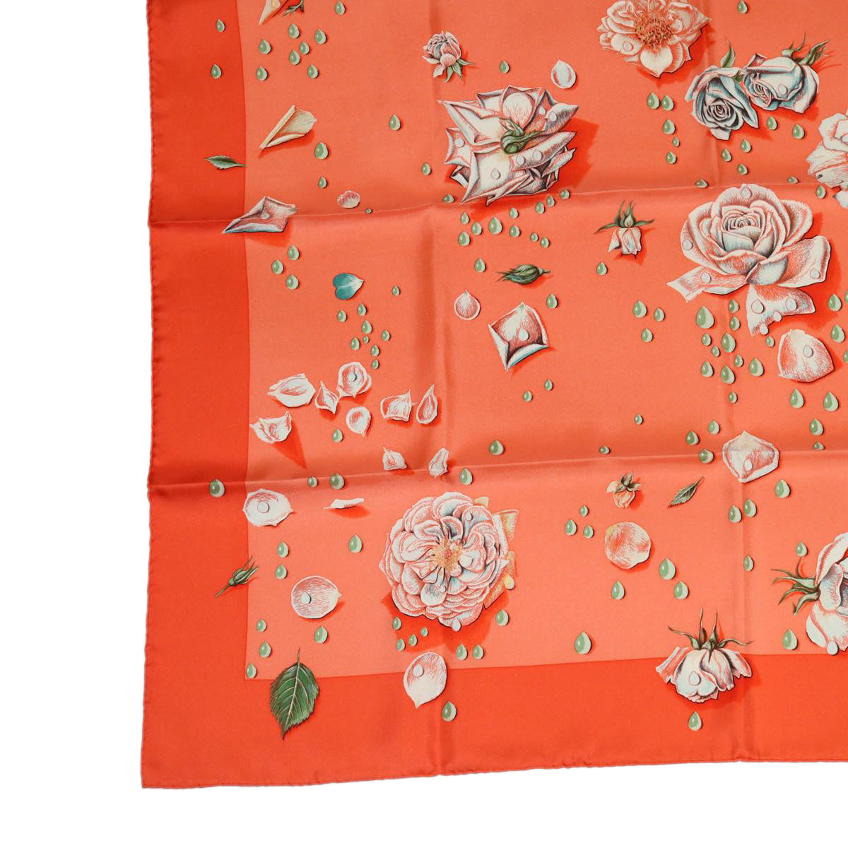 HERMES Carre 90 Rose Scarf Silk Orange Salmon Pink Auth am3732