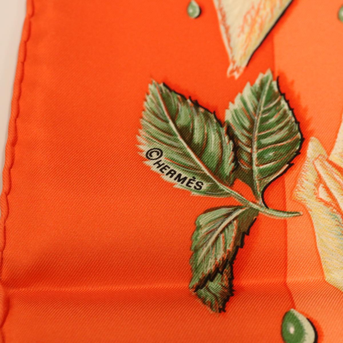 HERMES Carre 90 Rose Scarf Silk Orange Salmon Pink Auth am3732