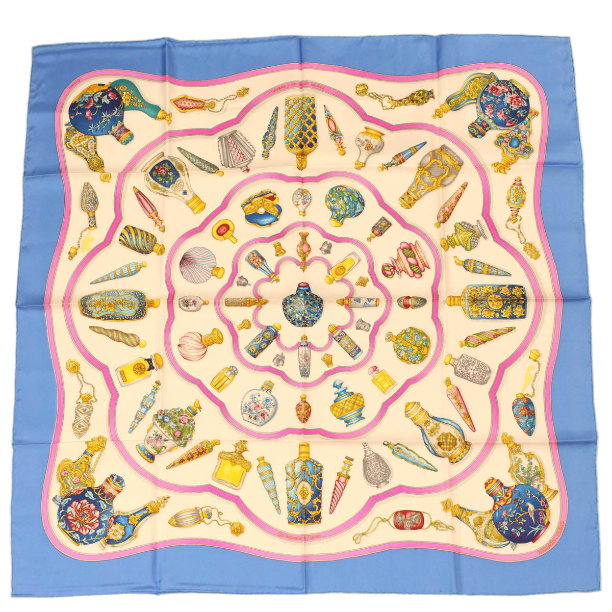 HERMES Carre 90 Scarf #pourvu qu'on ait I'ivresse"" Silk White Auth am3843