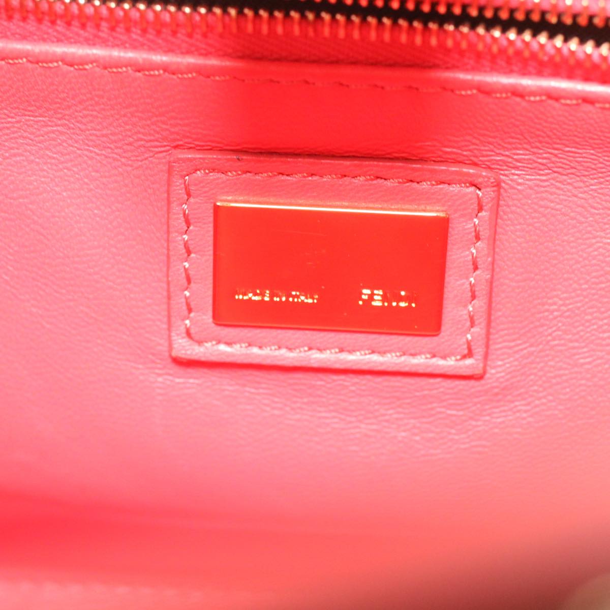 FENDI micro picaboo Hand Bag Leather 2way Orange Auth am3883