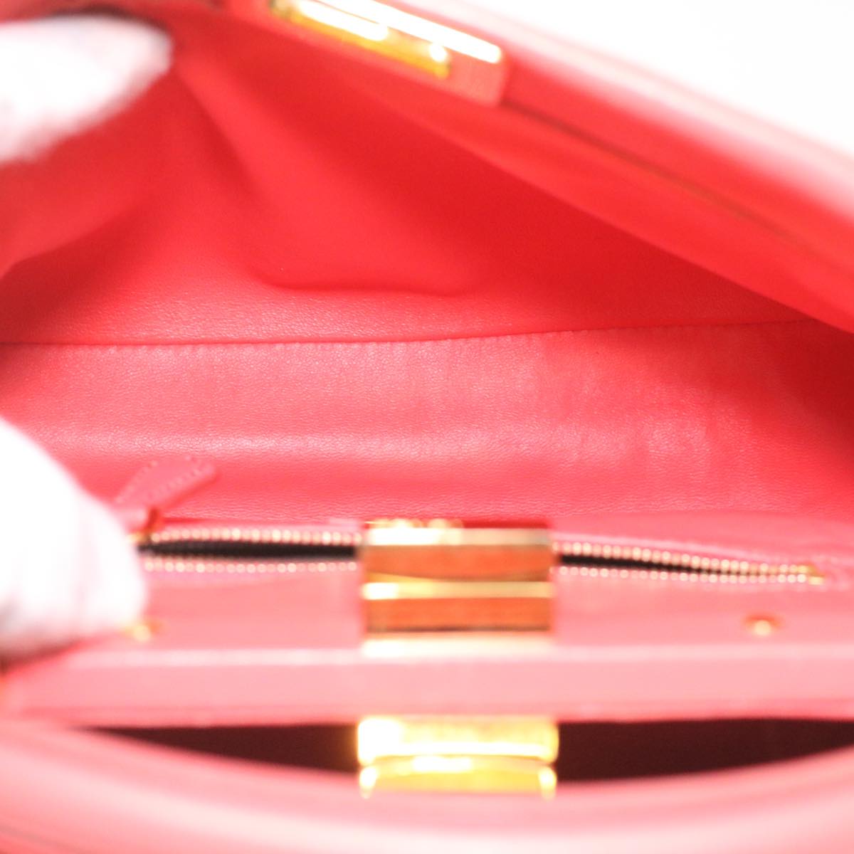 FENDI micro picaboo Hand Bag Leather 2way Orange Auth am3883