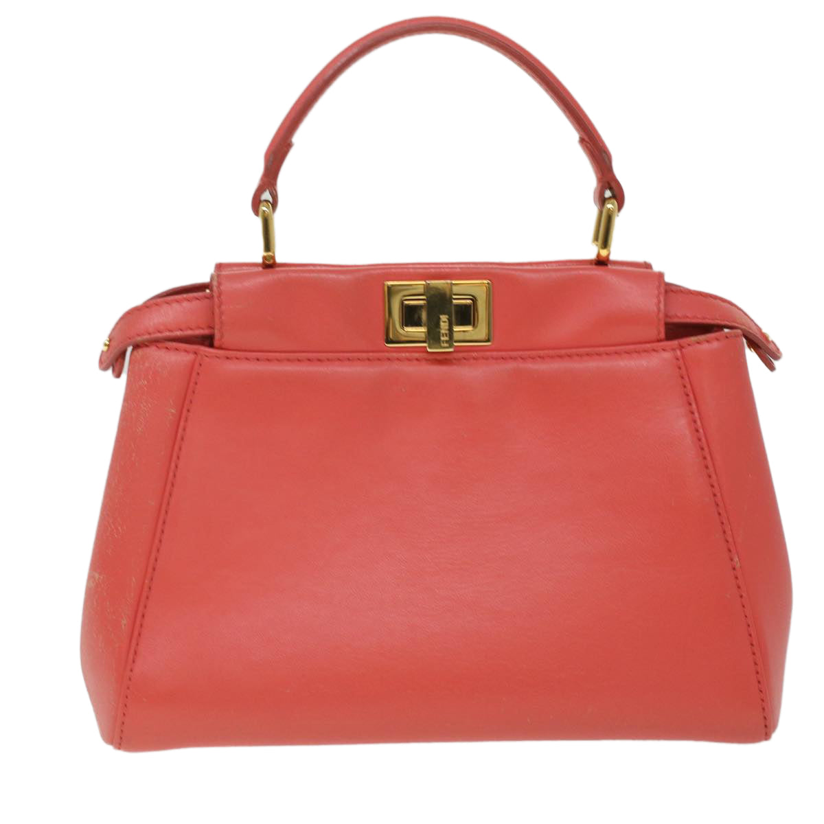 FENDI micro picaboo Hand Bag Leather 2way Orange Auth am3883