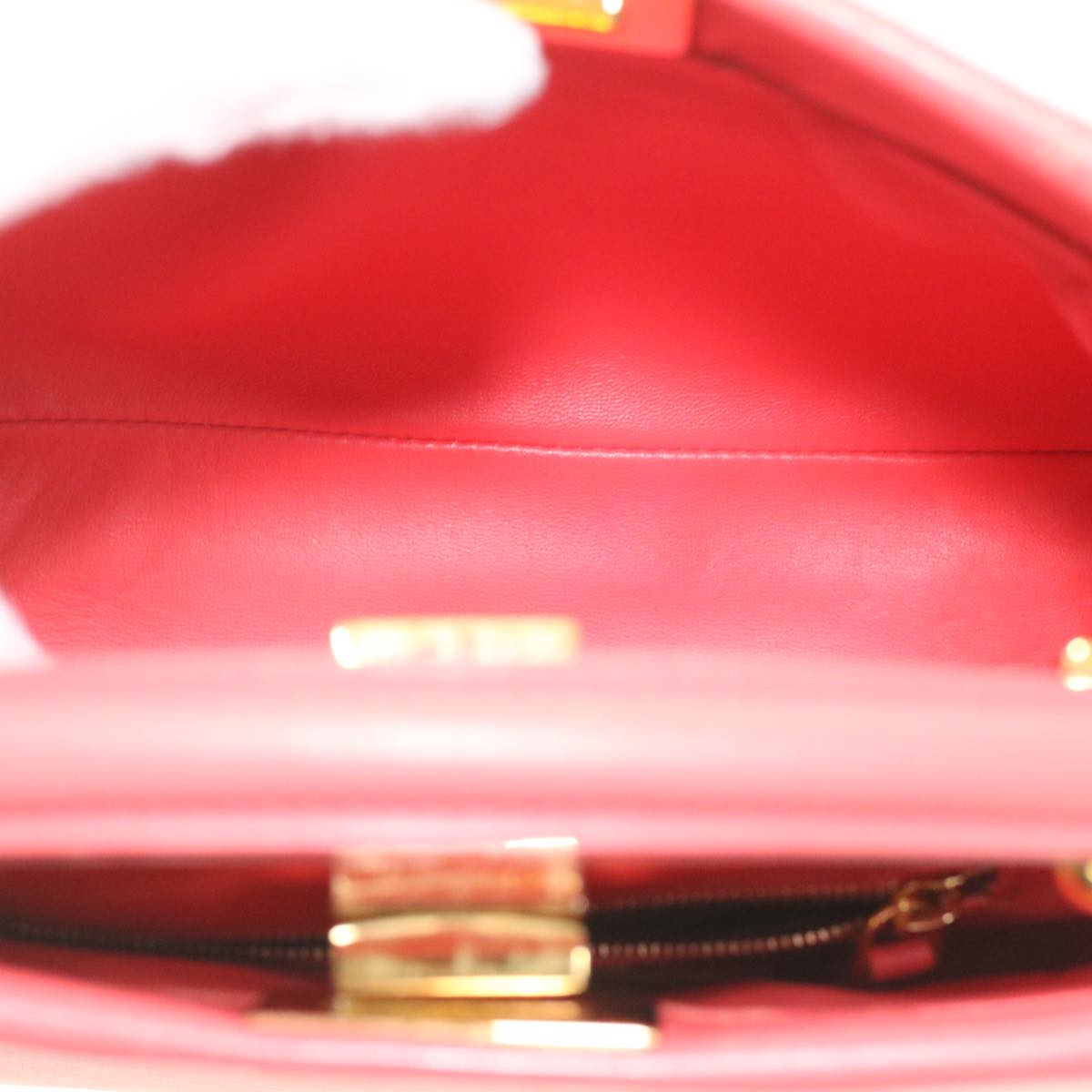 FENDI micro picaboo Hand Bag Leather 2way Orange Auth am3883