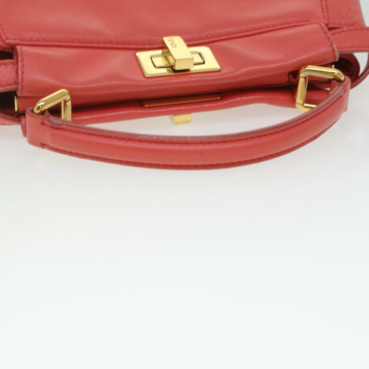 FENDI micro picaboo Hand Bag Leather 2way Orange Auth am3883