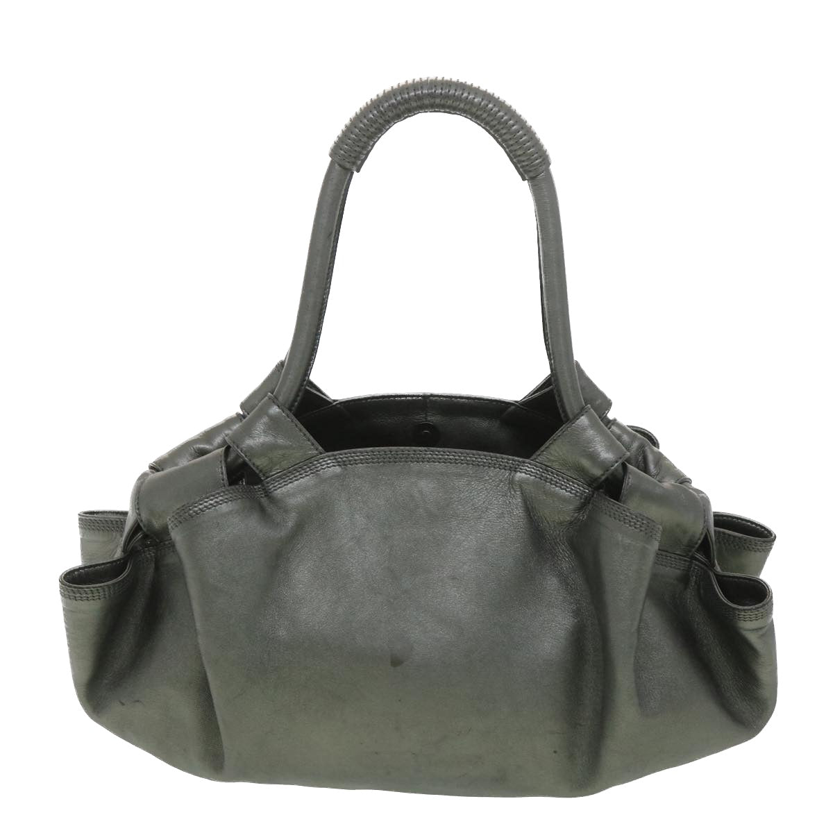 LOEWE Hand Bag Leather Gray Auth am3968