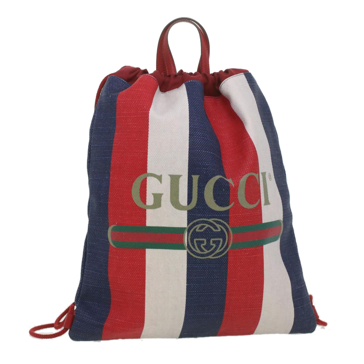 GUCCI Web Sherry Line Backpack Canvas Tricolor Red Blue Green 473872 Auth am3970