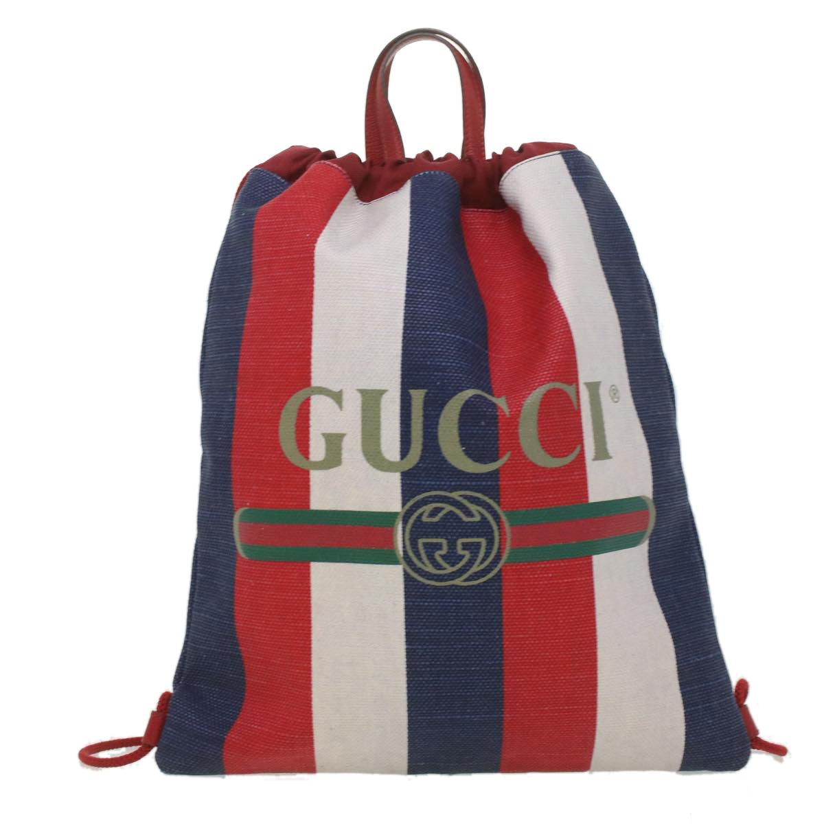 GUCCI Web Sherry Line Backpack Canvas Tricolor Red Blue Green 473872 Auth am3970