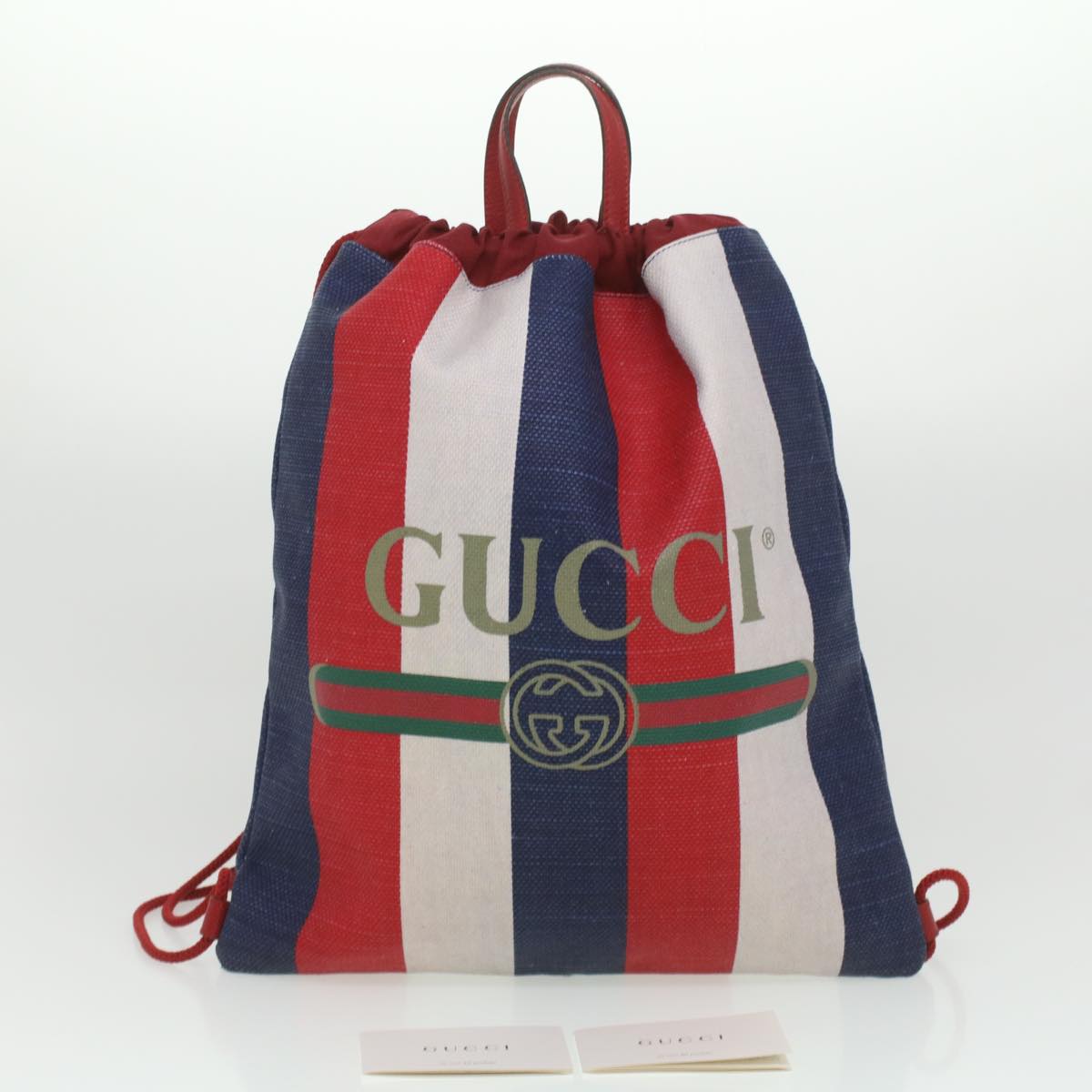 GUCCI Web Sherry Line Backpack Canvas Tricolor Red Blue Green 473872 Auth am3970