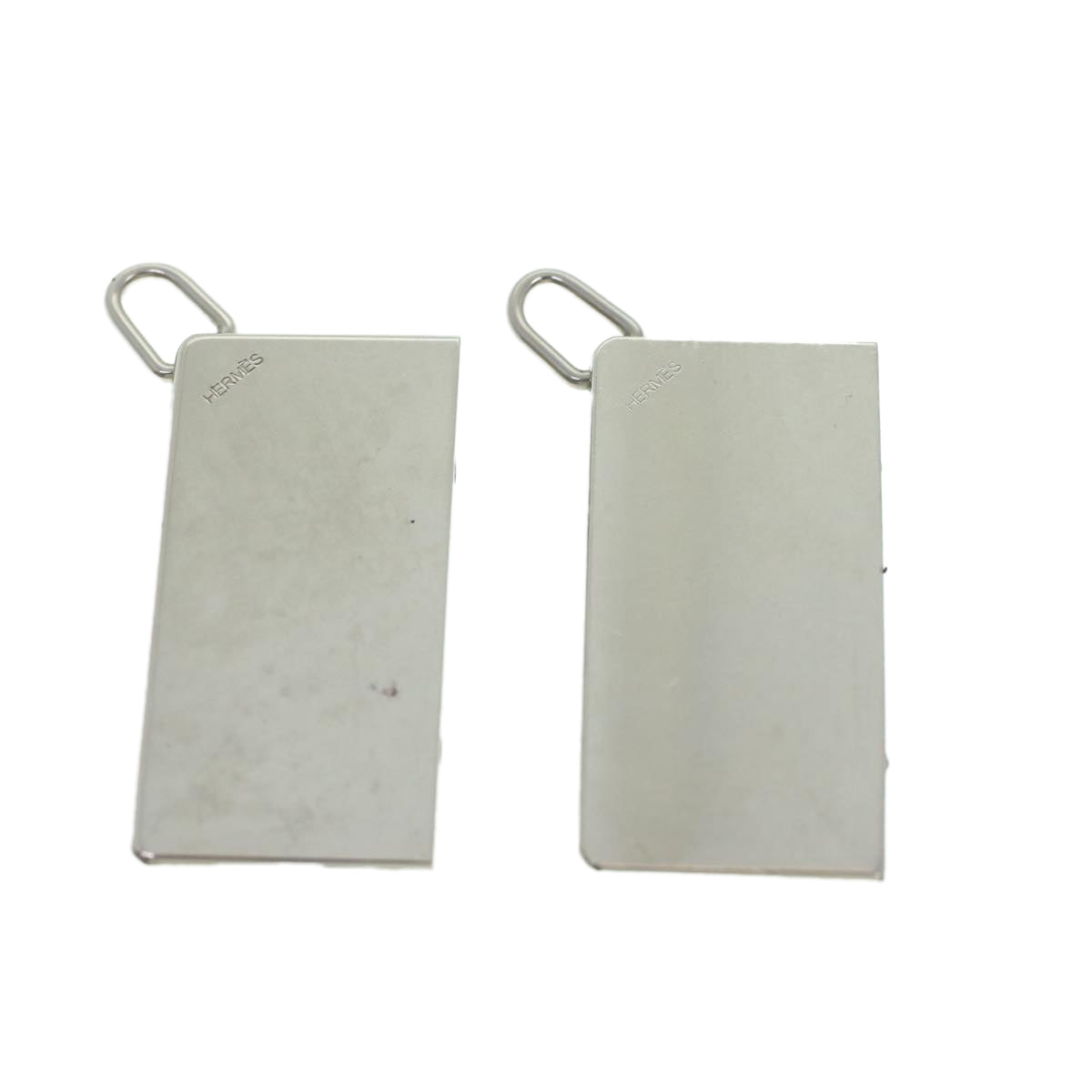 HERMES Necklace Charm Metal 2 Set Silver Auth am3985