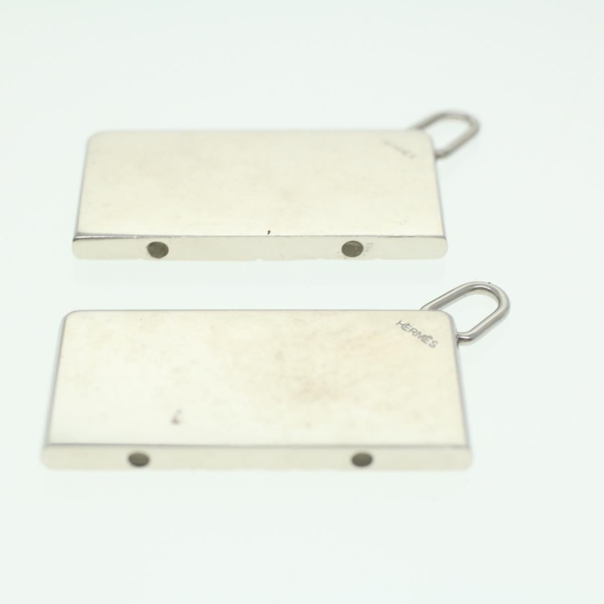 HERMES Necklace Charm Metal 2 Set Silver Auth am3985