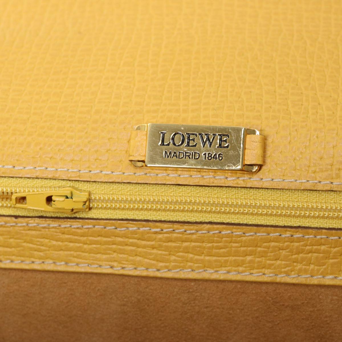 LOEWE Barcelona Hand Bag Leather 2way Yellow Auth am4030