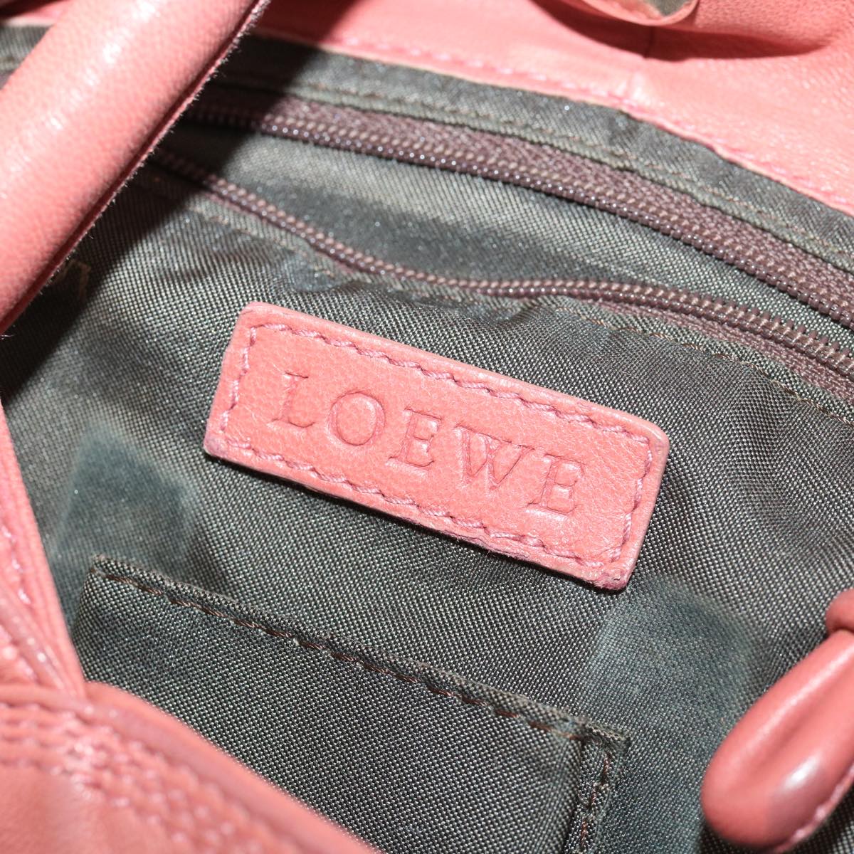 LOEWE Shoulder Bag Leather Pink Auth am4088