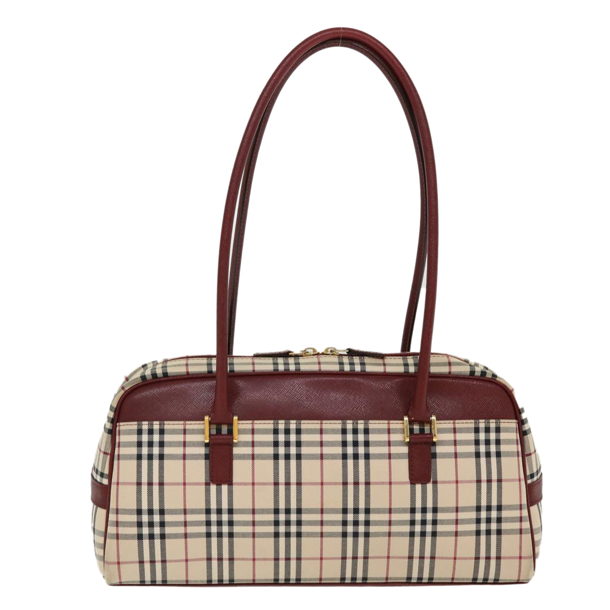 BURBERRY Nova Check Shoulder Bag Nylon Beige Auth am4128