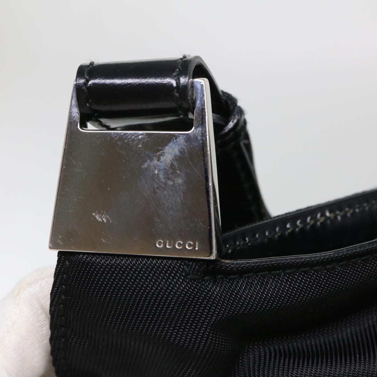 GUCCI Boston Bag Nylon Black 012 2122 0161 10 Auth am4144