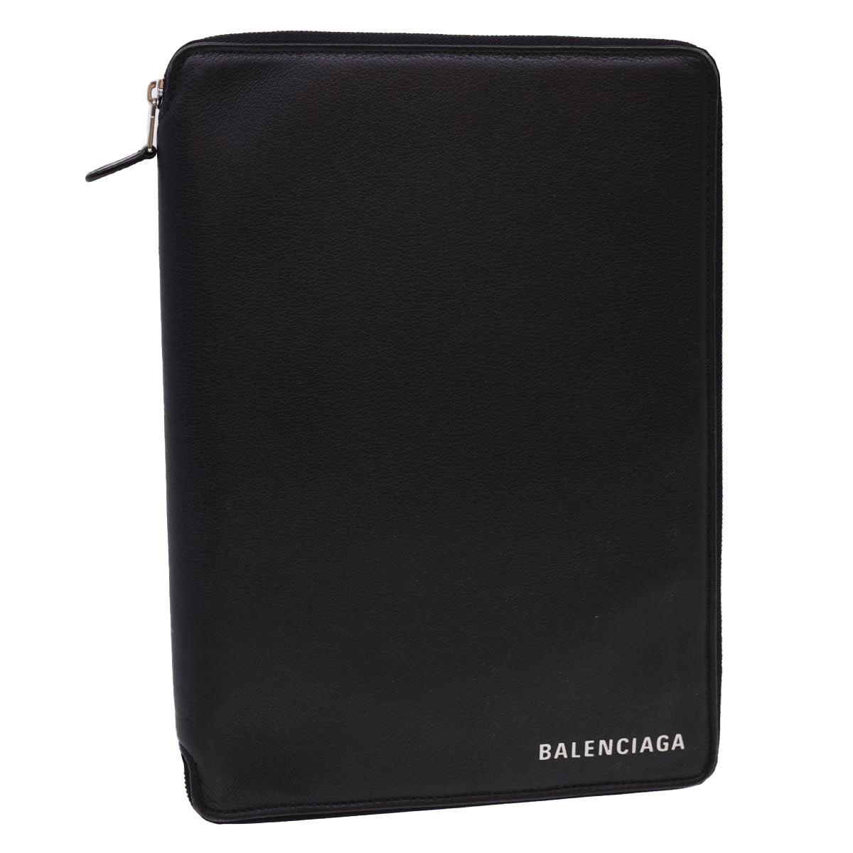 BALENCIAGA Clutch Bag iPad Case Leather Black Auth am4187