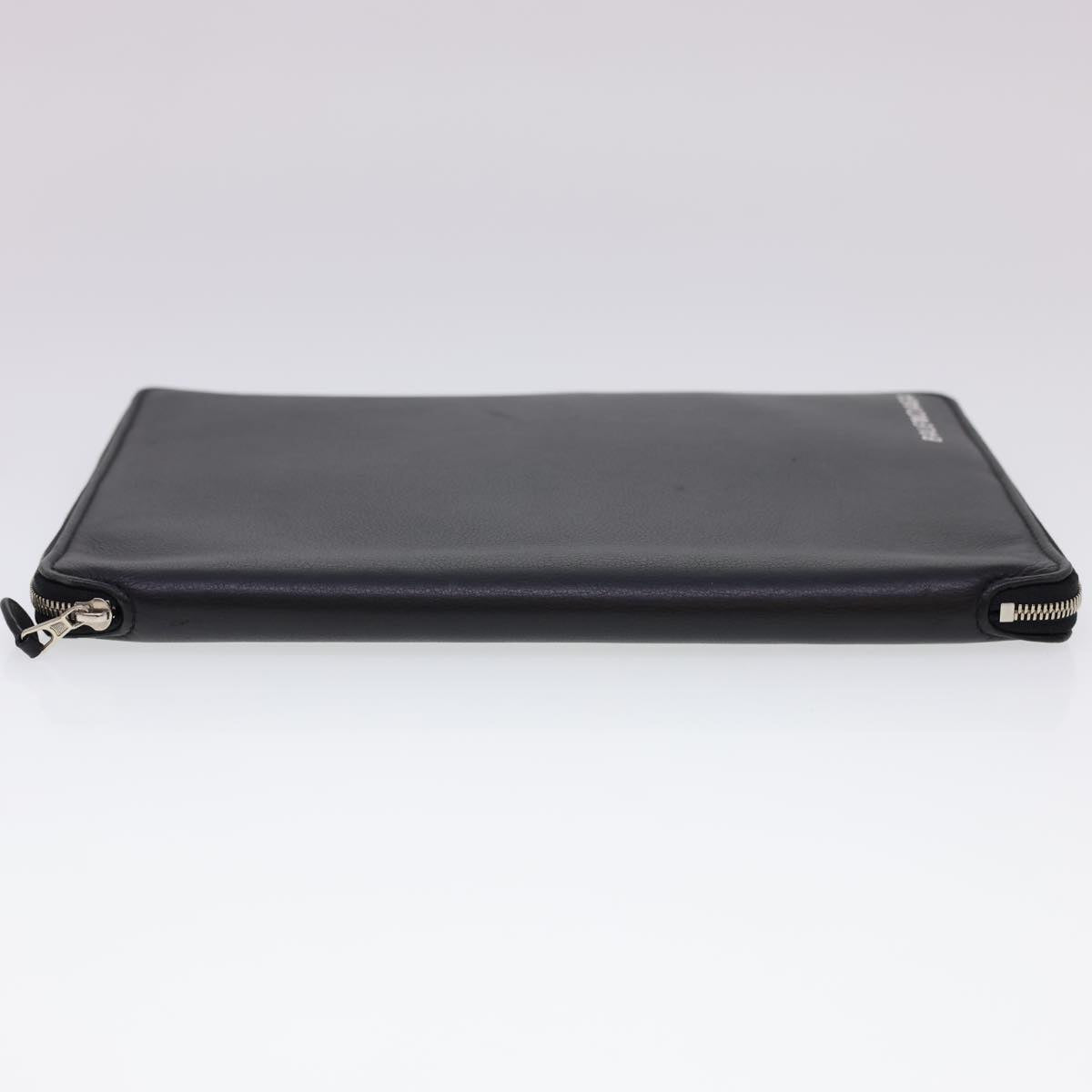 BALENCIAGA Clutch Bag iPad Case Leather Black Auth am4187