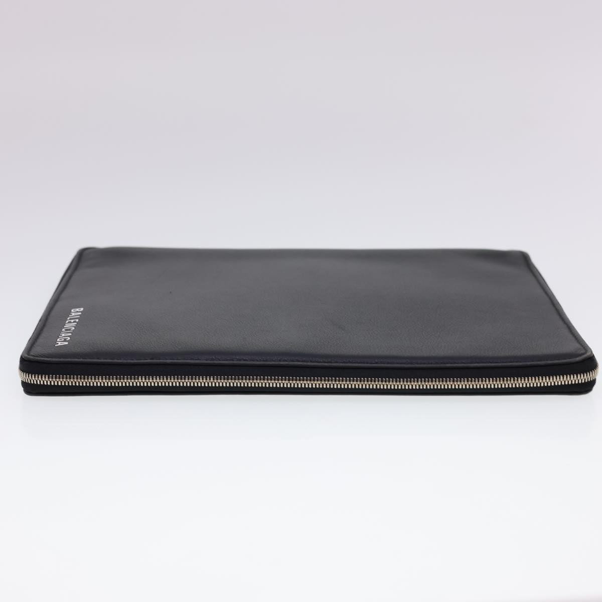 BALENCIAGA Clutch Bag iPad Case Leather Black Auth am4187