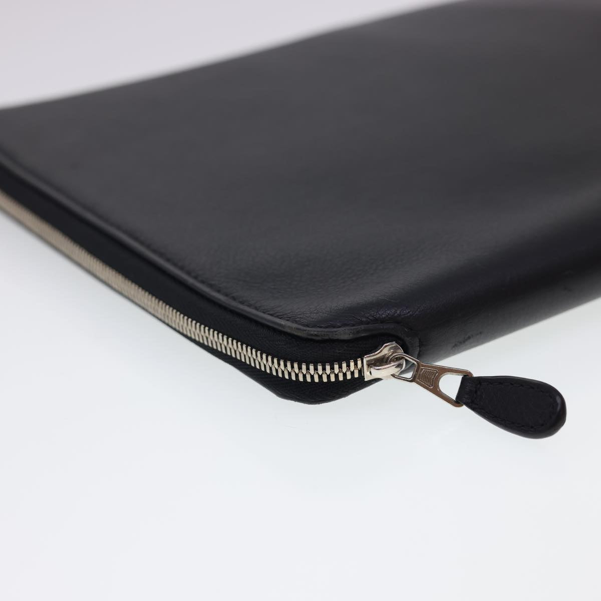 BALENCIAGA Clutch Bag iPad Case Leather Black Auth am4187