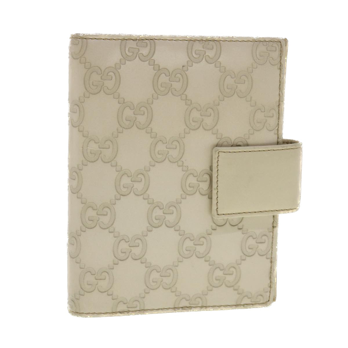 GUCCI Guccissima GG Day Planner Cover Leather White 115240 Auth am4213