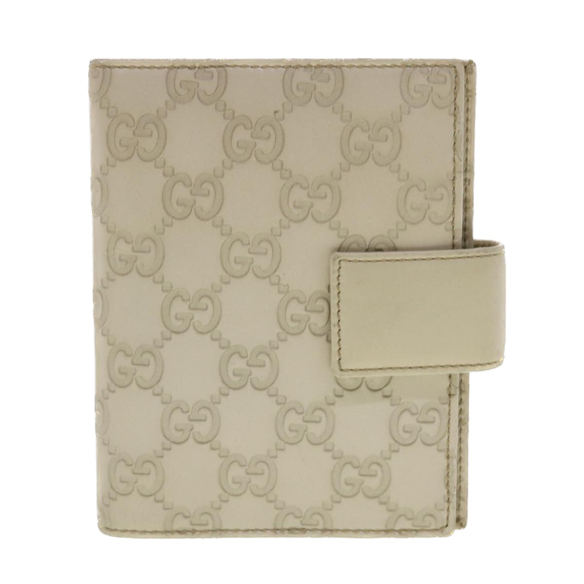 GUCCI Guccissima GG Day Planner Cover Leather White 115240 Auth am4213