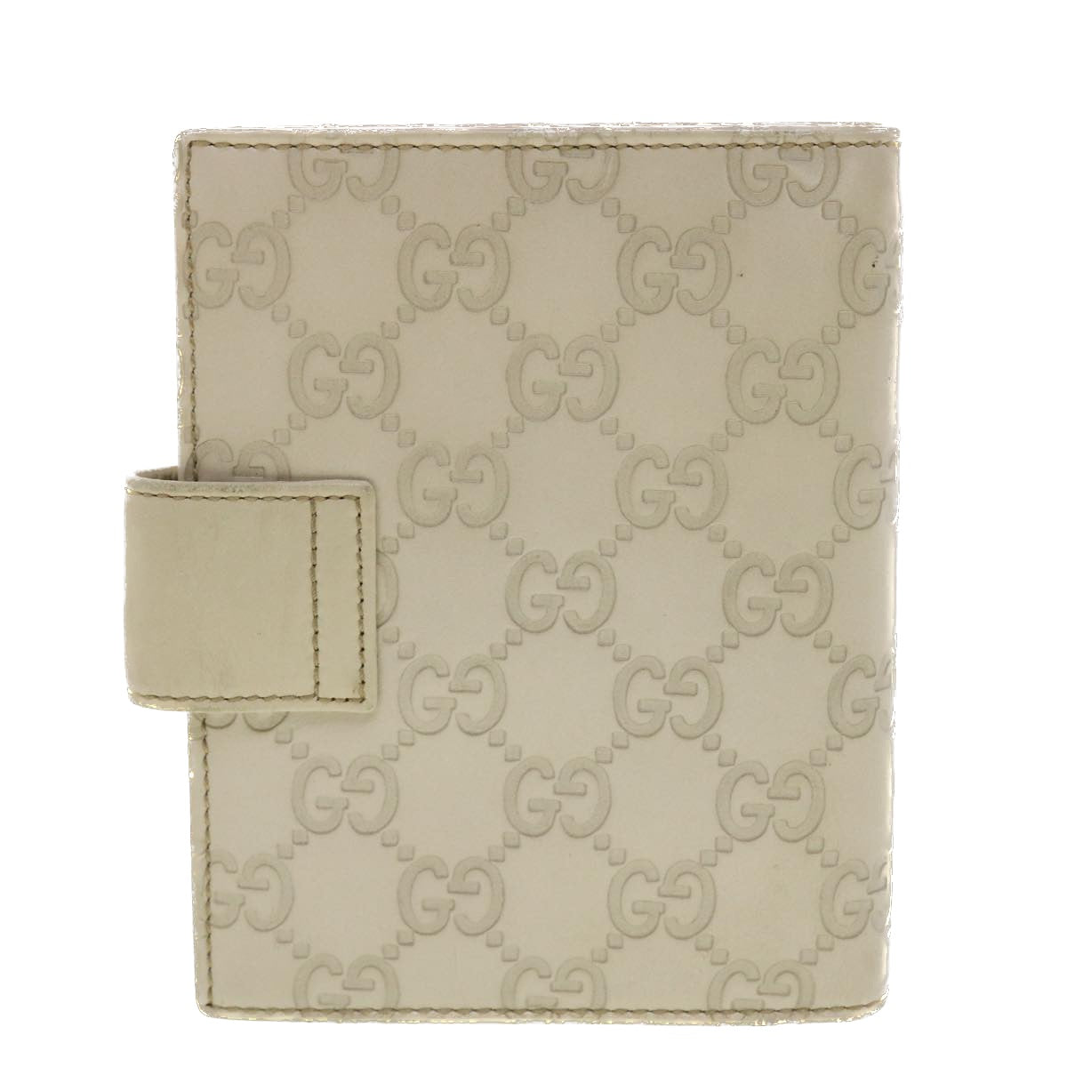 GUCCI Guccissima GG Day Planner Cover Leather White 115240 Auth am4213