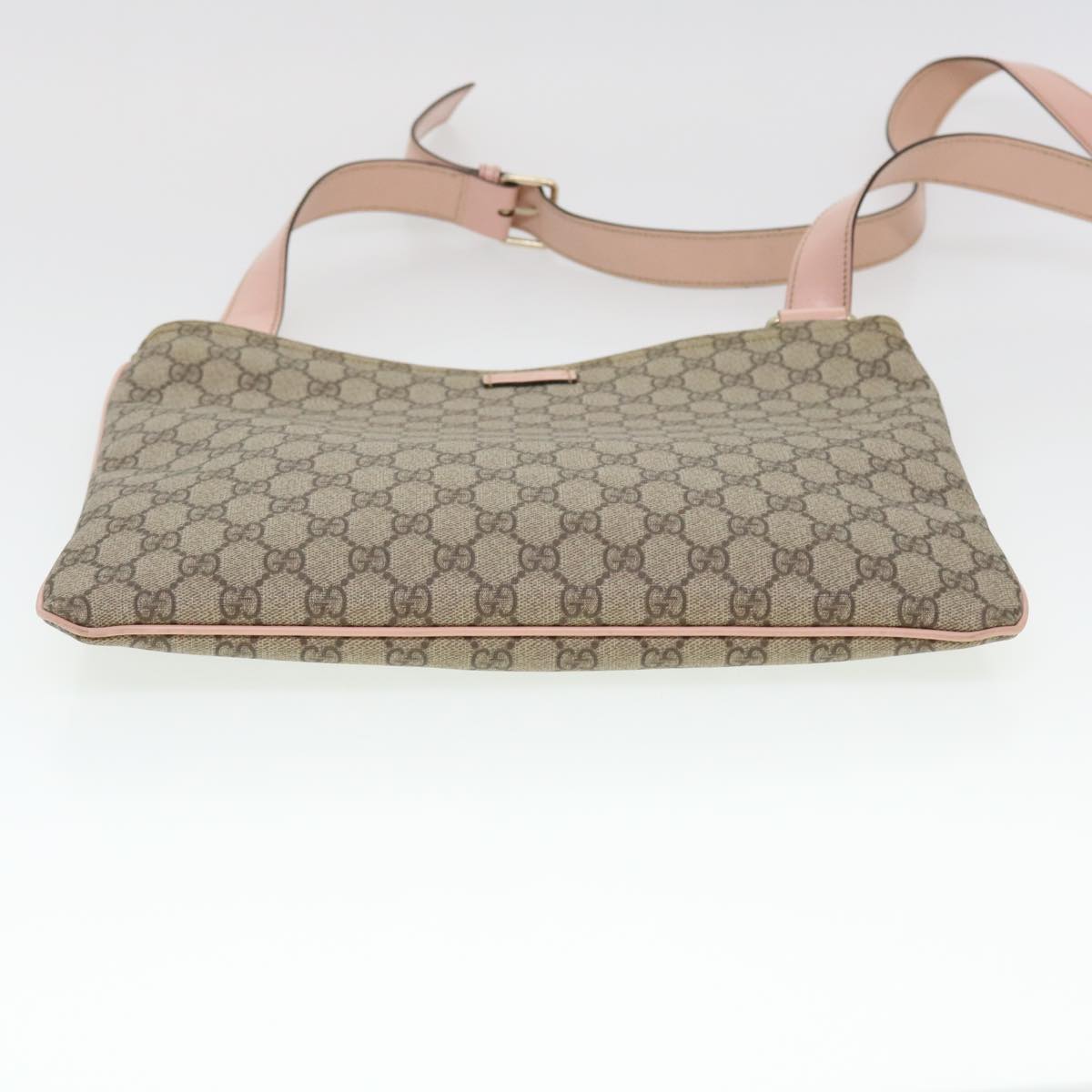 GUCCI GG Canvas Shoulder Bag PVC Leather Beige 201446 Auth am4260