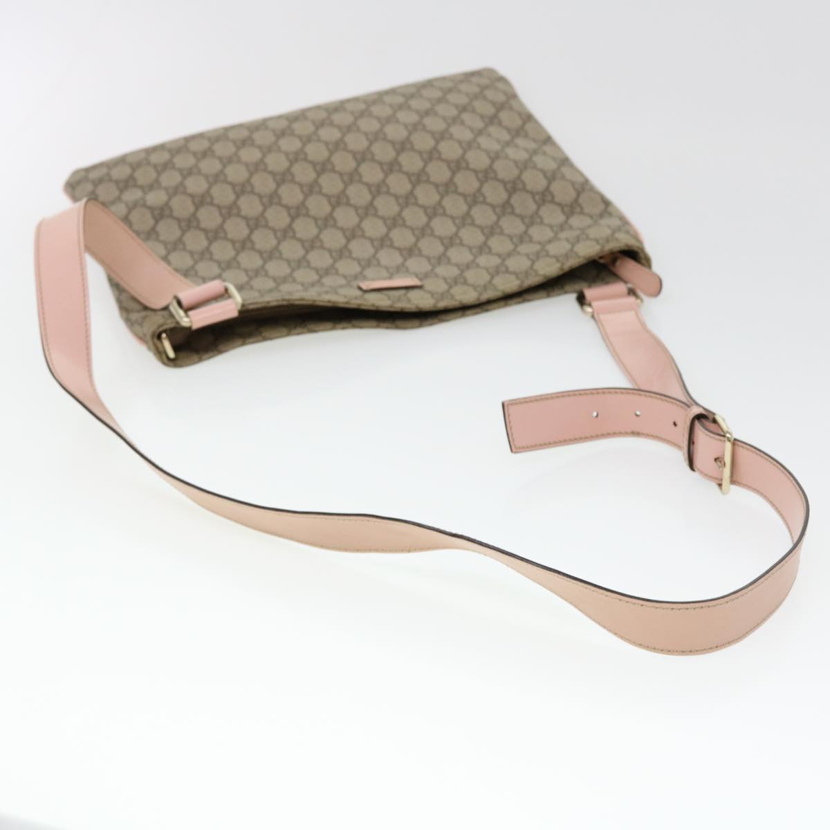 GUCCI GG Canvas Shoulder Bag PVC Leather Beige 201446 Auth am4260