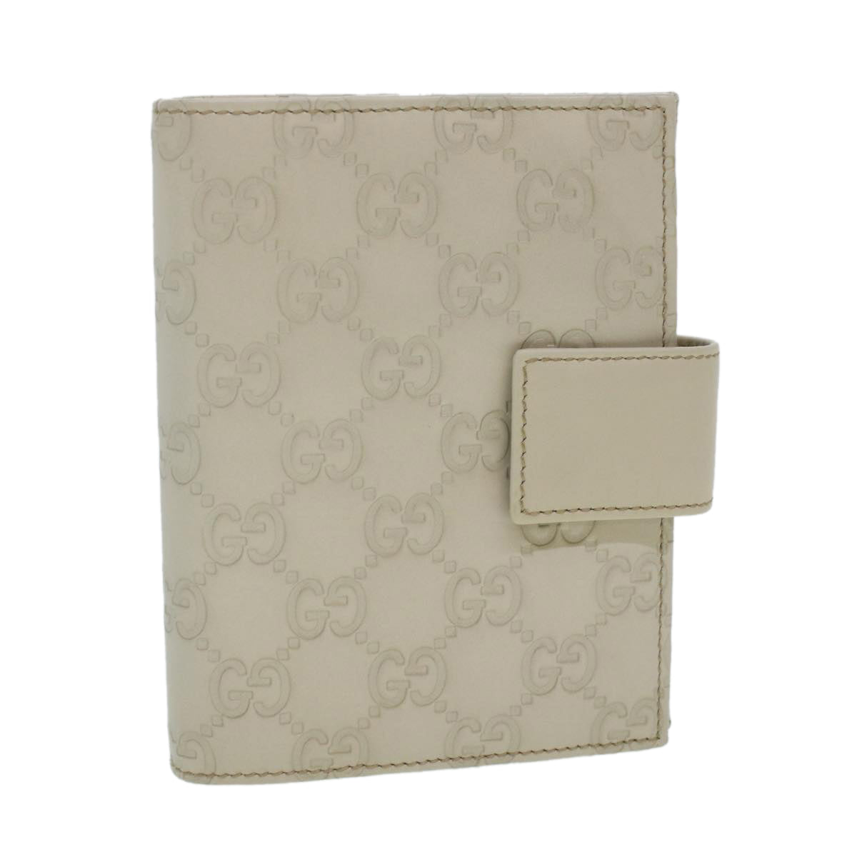 GUCCI GG Canvas Day Planner Cover Leather White 115240 Auth am4294