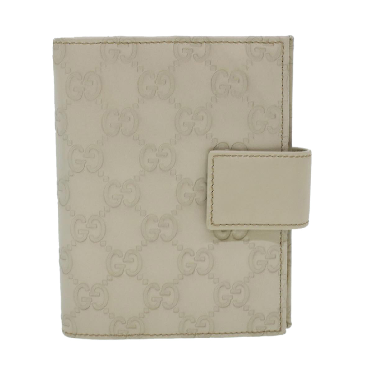 GUCCI GG Canvas Day Planner Cover Leather White 115240 Auth am4294