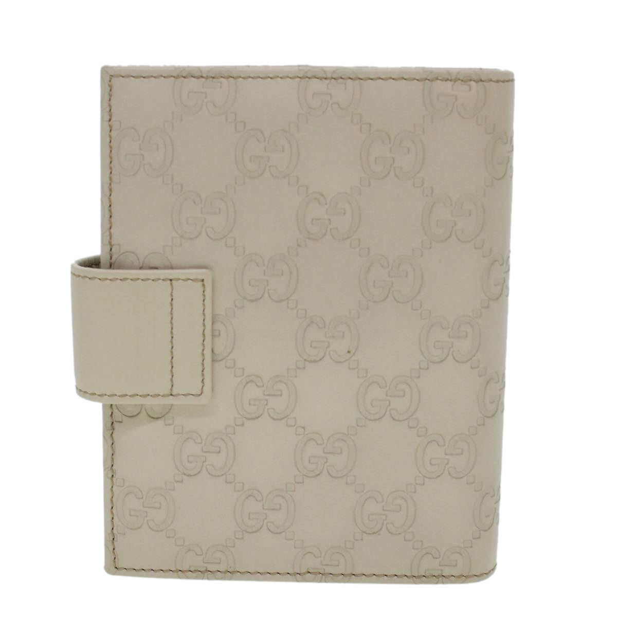 GUCCI GG Canvas Day Planner Cover Leather White 115240 Auth am4294